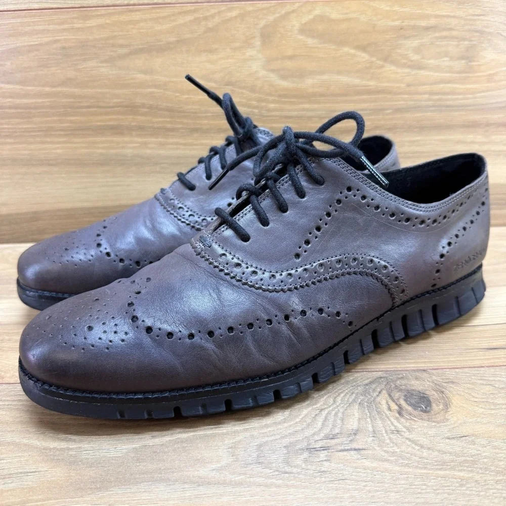 Cole Haan Zerogrand Wingtip Oxford Mens 11 M Pavement Gray Business Casual